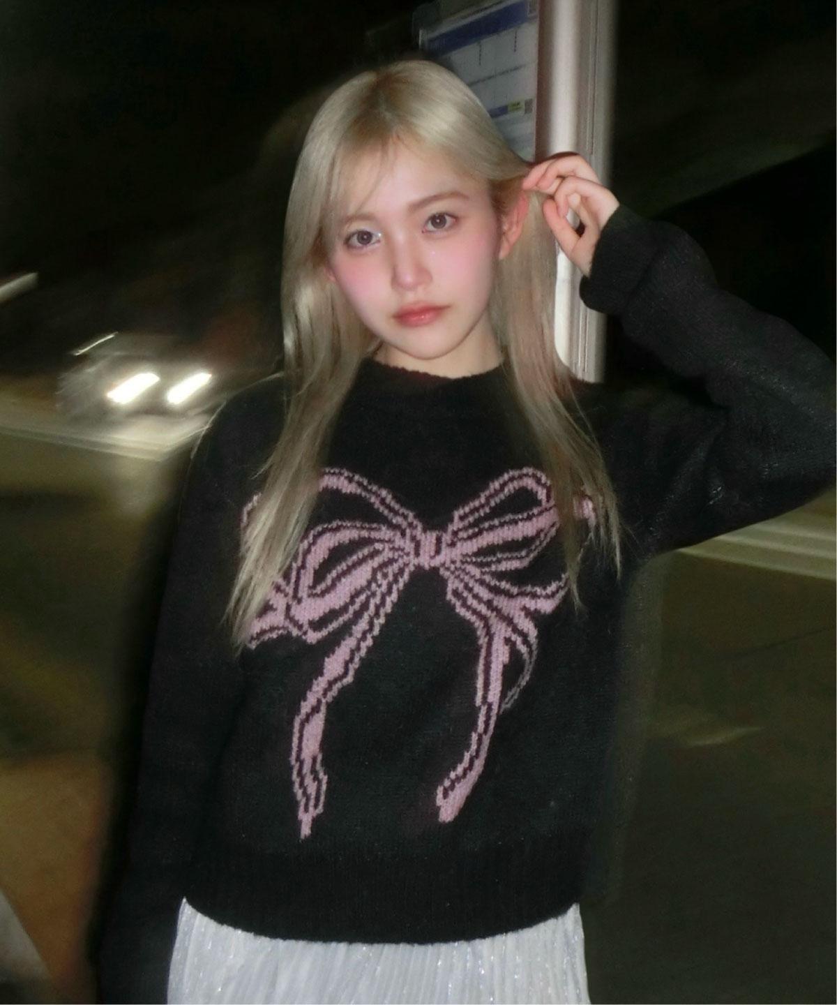 Compagno Ribbon Brush Oversized Knit Black Black/One