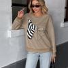 Womens Sweet Stripe Hoodie With 3D Bow Detail Round Neck Loose Fit Cotton Blend Top Fall 2025