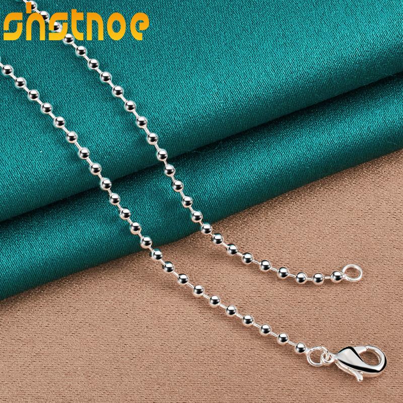 SHSTONE 925 Silver 2mm 18 Inch Ball Bead Chain Necklace For Women Party Engagement Wedding Fashion Charm Jewelry Gifts