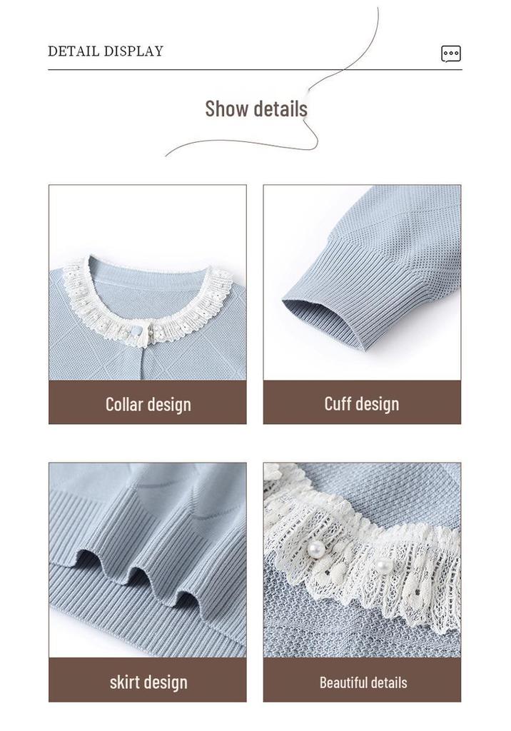 Spring Knit Two-Piece Set: Lightweight Cardigan and Short-Sleeved Top for Middle-Aged and Elderly Women