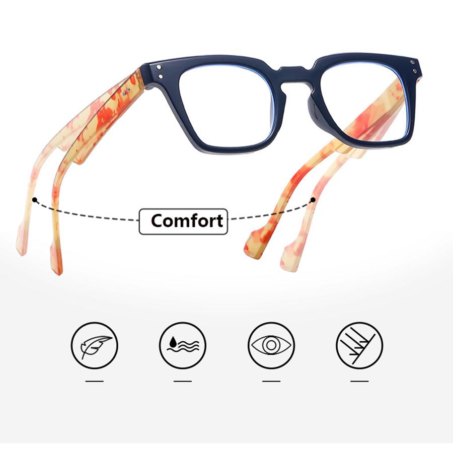 Retro Fashion Reading Glasses Men Square Computer Flat Lenses Women Anti Blue Light Eyewear Finished Prescription Glasses+1.0