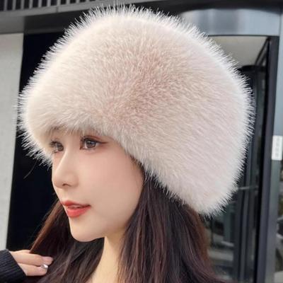 Winter New Imitation Fox Hat Warm Flat Top Hat Showing Face Small Versatile Ear Protection Fox Fluffy Hat