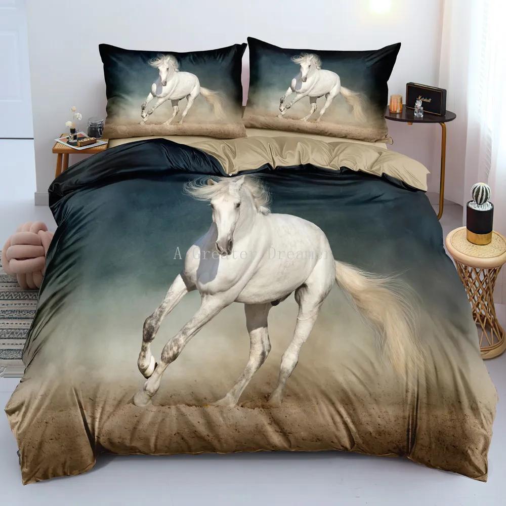 Horses Printed bedding Set Twin Full Queen King Duvet cover Comforter cover set Soft Quilt Pillowcase Animals Bed Linen for gift