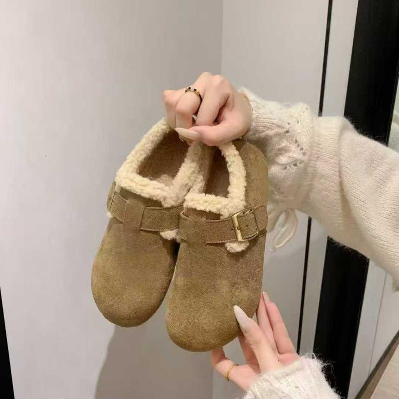 Fleece Women's Flat Bottom One Pedal Doudou Women's Shoes New Warm Maternity Cotton Shoes Winter