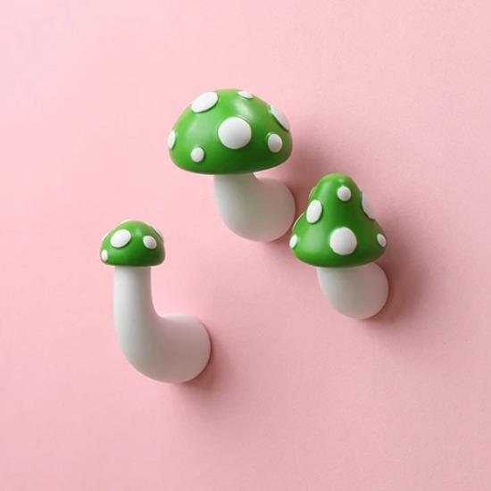 3D Red Mushroom Refrigerator Sticker Standing Sitting Hug Cartoon Refrigerator Decorative Magnetic Sticker Resin Gift