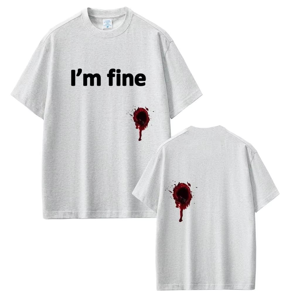 Im Fine Funny Printed T Shirts Men Fashion Casual Crewneck Tshirt Male Minimalist Cartoon Graphic Shortsleeved top Unisex