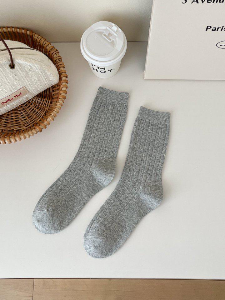 Damen Zopfmuster Mid-Calf Socken - Japanisch Retro, Reine Baumwolle, Sportlich, Scrunchy, Herbst/Winter Trend