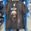 Summer Vintage Saint Devil Dad Washed Printed Tshirt Japanese High Street Casual Loose Cotton Oversize Round Neck Short Sleeve
