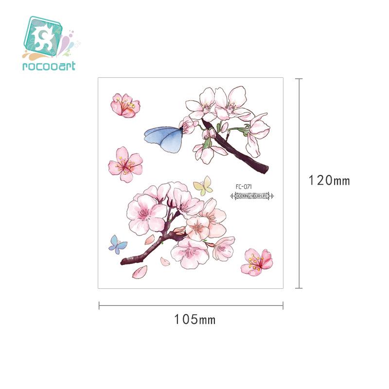 Waterproof Cherry Blossom Tattoo Sticker - Elegant Small Fresh Flower Design for Arm or Collarbone