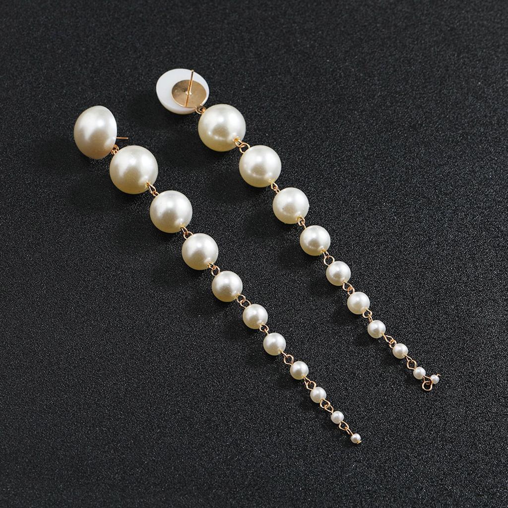 Handmade Earrings Pearls Tassels Earrings Women Long Dangle Earrings Pearls Texture Suitable for Party and Weddings