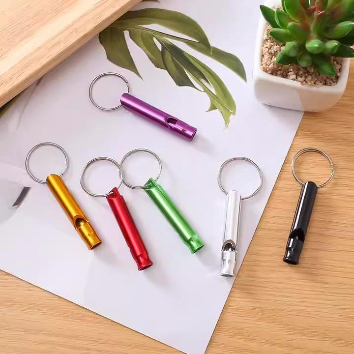 High-Frequency Dual/Single-Hole Aluminum Whistle with Lanyard for Outdoor Survival