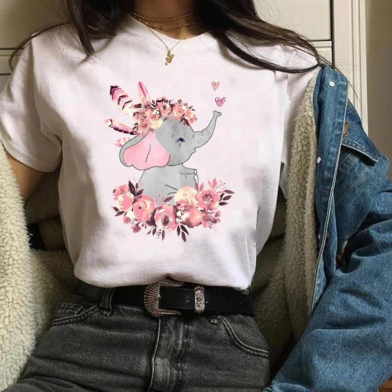 Women 3D Print Clothing Graphic Fox Flower Cartoon Short Sleeve Travel Ladies Clothes Lady Womens T-Shirt