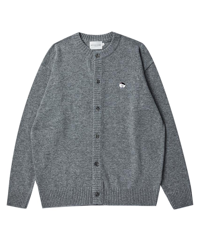 Beyond Closet Ilp Signature Wappen Soft Touch Round Cardigan Gray