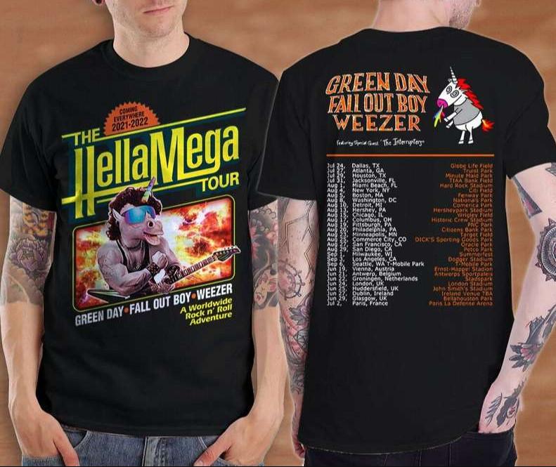 VTG 2021 Hella Mega Tour 2021 Green Day Fall Out Boy Weezer T-shirt size S-5XL S