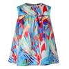 Women's Large Size Round Neck Sleeveless Printed Loose A-Line Top and Skirt Set