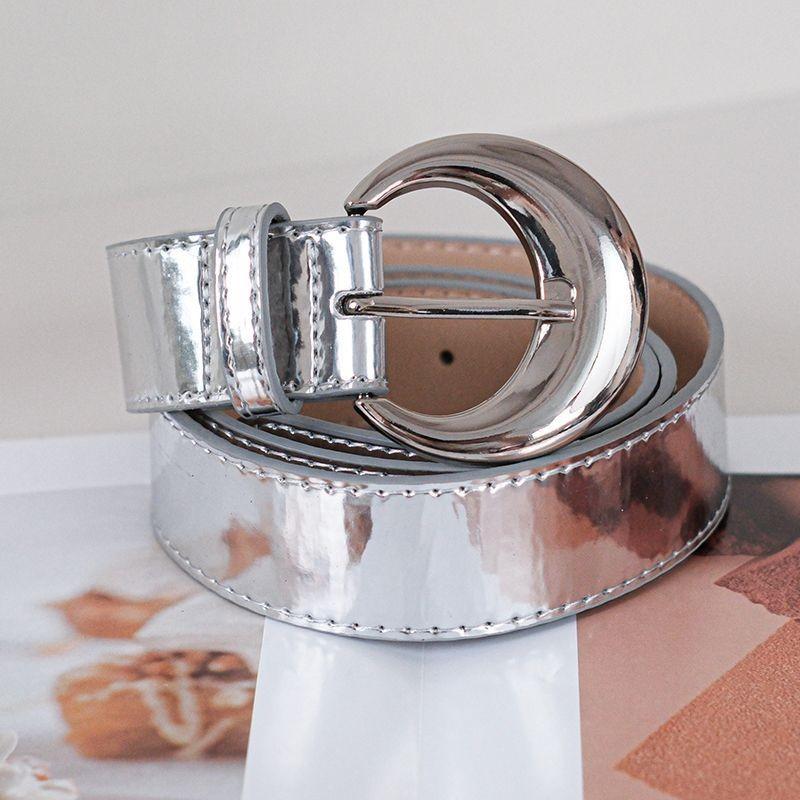 Silver Womens Chic Belt For 2023 Fall With Basic Simple Style And Unique Texture