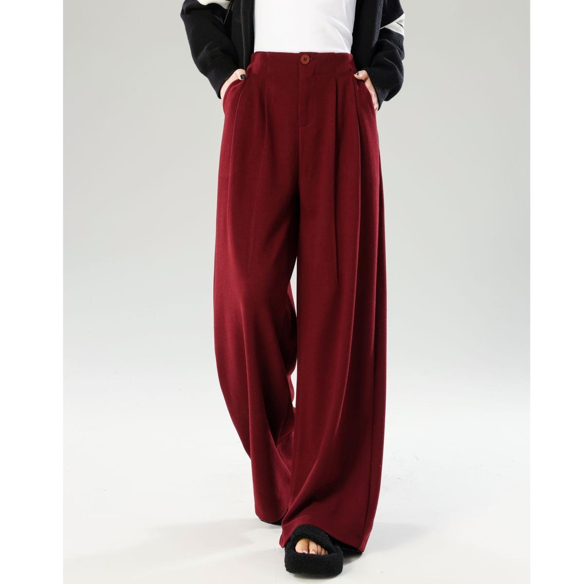 

2025 Wide-Leg Spandex Drape Pants - Autumn/Winter Casual & Versatile S (40-50kg)