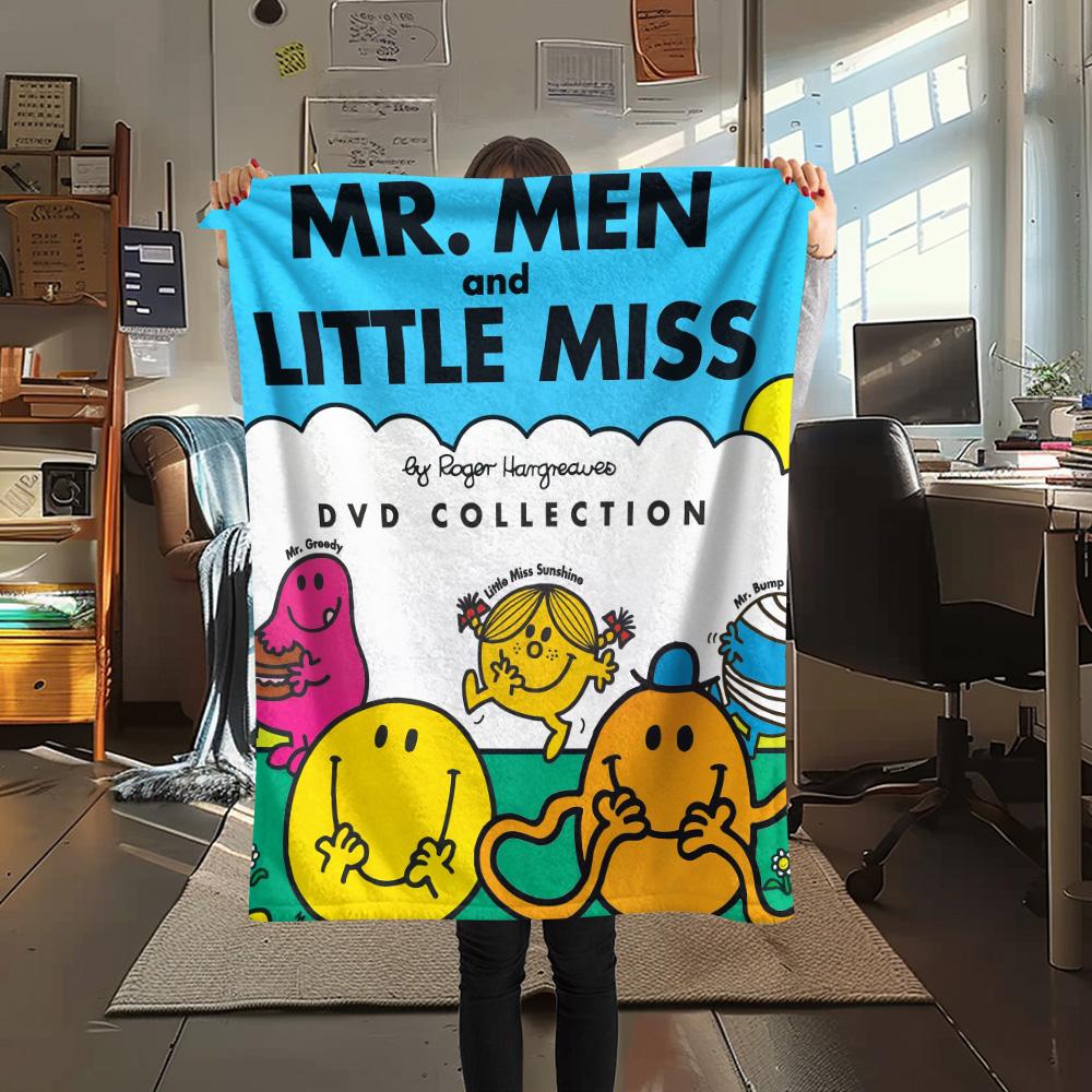 Mr. Men Little Miss  Print Flannel Blanket, High Quality Comfortable for All Seasons, Home Decor, Warmth and Comfort