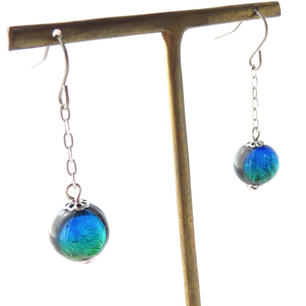 Keramamarine firefly glass earrings for both swinging hook titanium dragonfly Okinawa [GOLD STONE] ears, earrings, beads,
