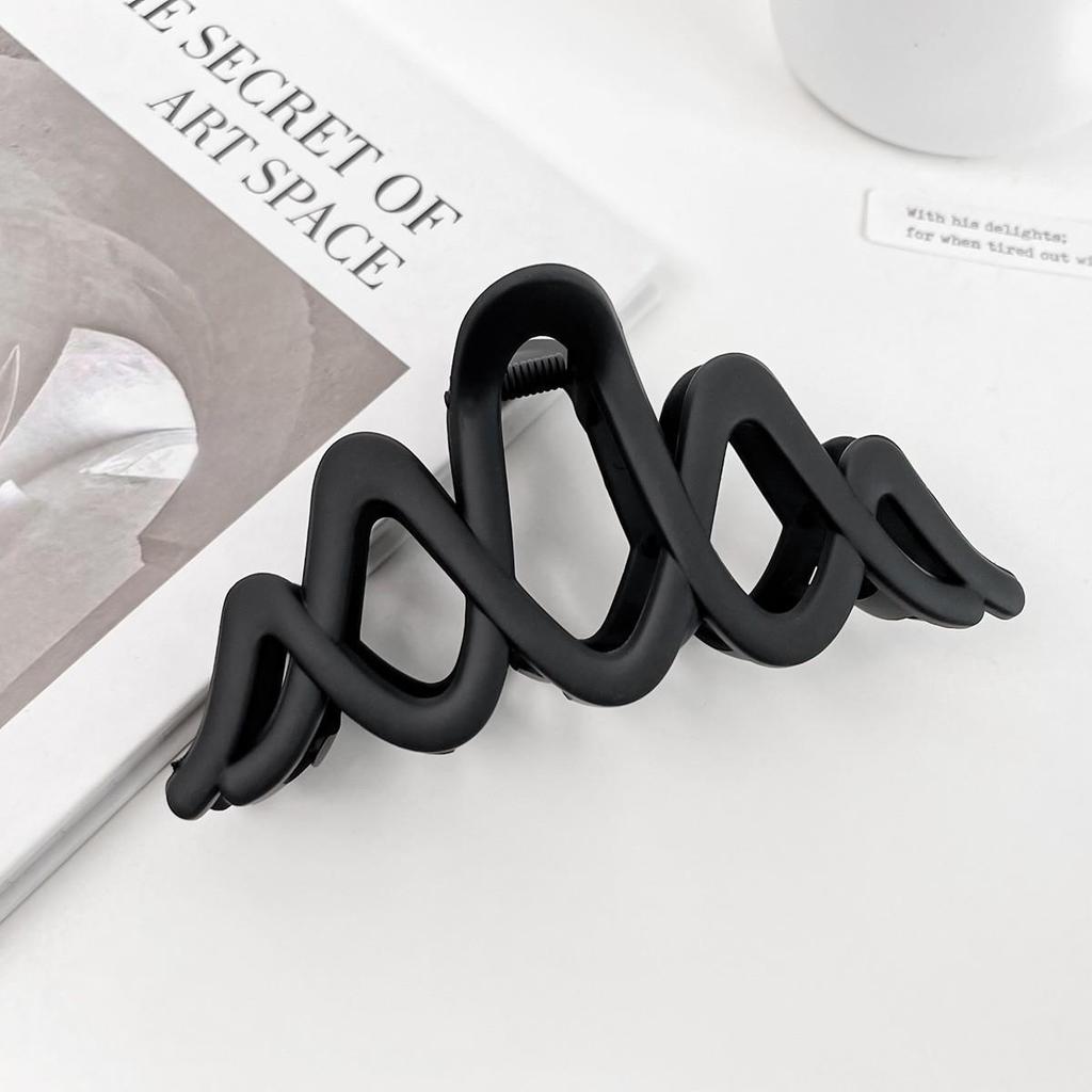Milk Tea Color Large Hair Claw - Korean Style Fashionable Hollow Out Shark Clip for Women's Updos