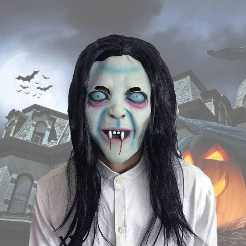 Long Mask Vampires Hair Ghost Face Latex Halloween Prop Cosplay Decor Accessory