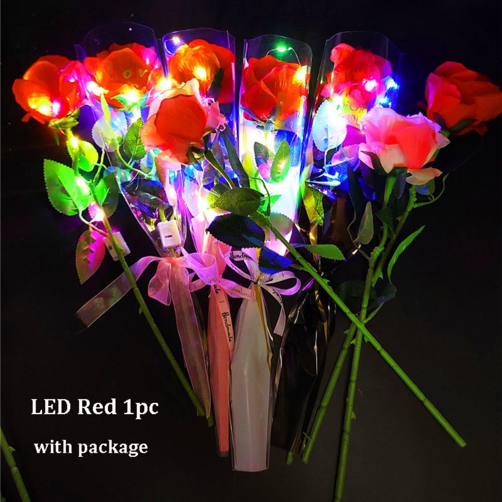 5 Colors Simulated Luminous Rose DIY Party Decoration Festival Supplies DIY Party Decoration Small Rose Wedding Fake Flowers