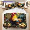 Rooster Pattern Bedding Quilt Set Quilt Cover Pillowcase Home Decoration Birthday Gift (1 * duvet cover + 2 * pillowcase, without core)