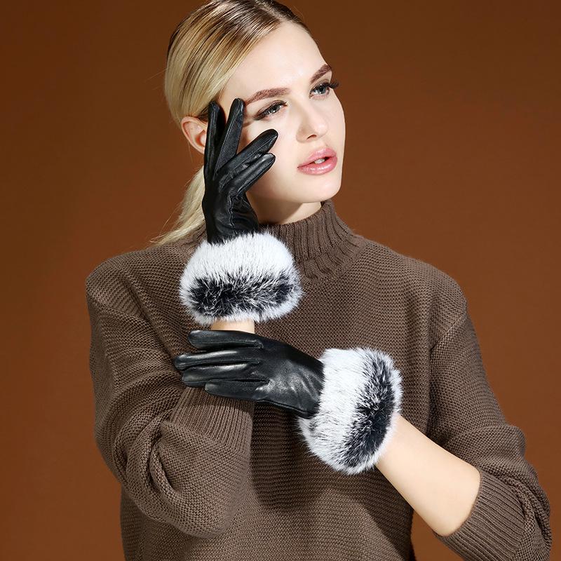 Women’s Winter Touchscreen Sheepskin Gloves - Warm, Windproof, Fur-Lined for Driving, Skiing, Riding