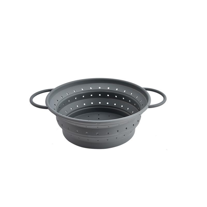 High-Temperature Resistant Silicone Foldable Kitchen Draining Basket for Washing Fruits and Vegetables