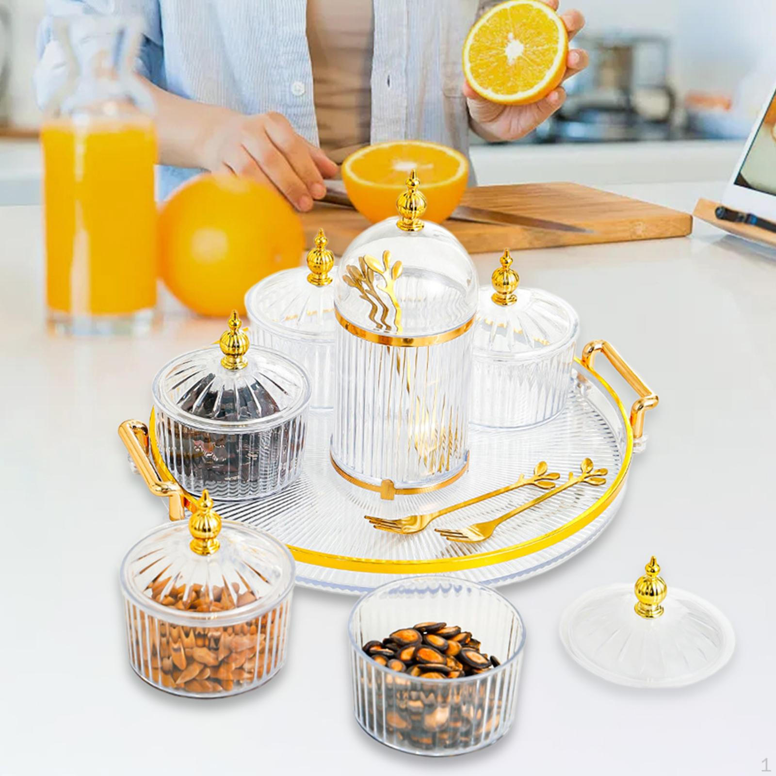 

Divided Serving Tray Dried Fruit Plate Cookies Jar Nuts Container for Household Countertop чистий