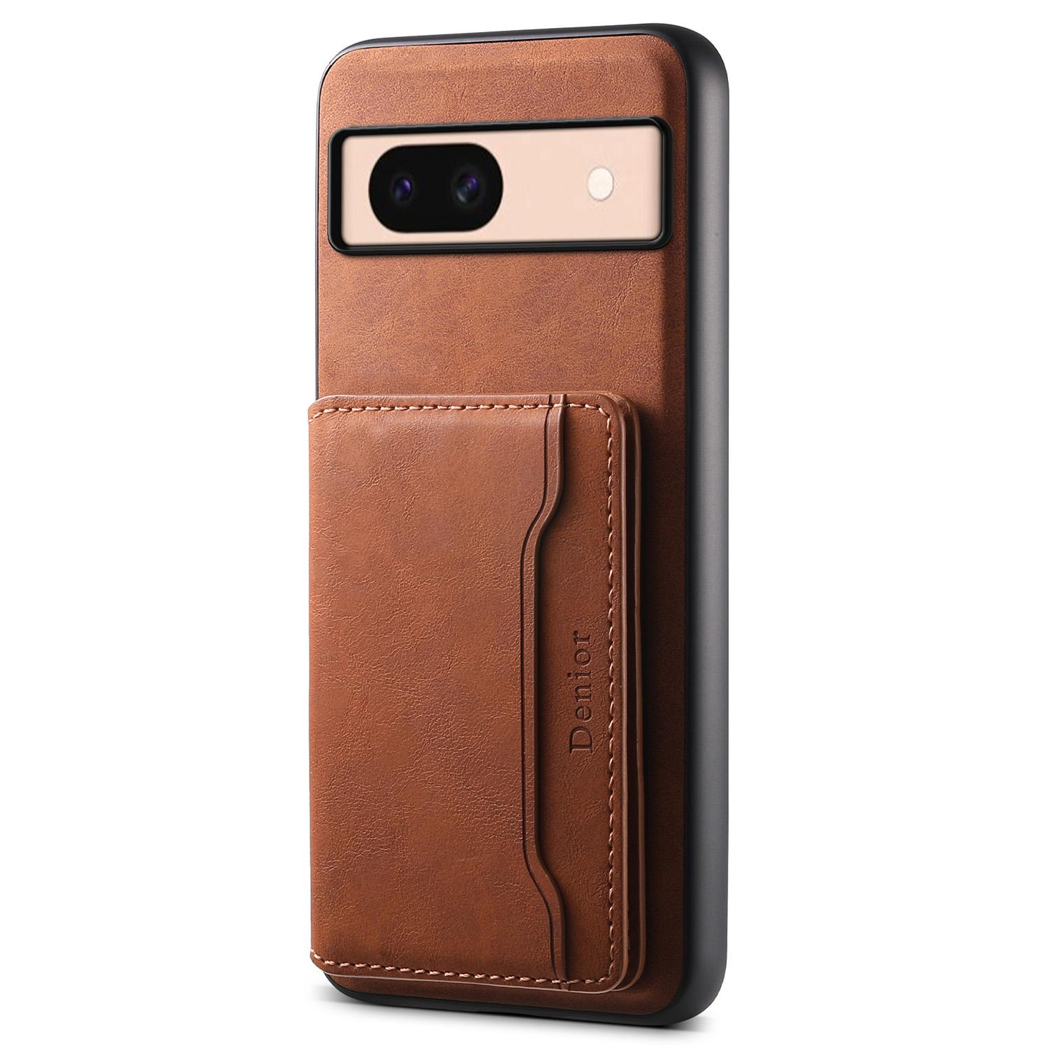 

DENIOR D13 For Google Pixel 8a Case 2 in 1 Detachable Leather Phone Back Cover Brown
