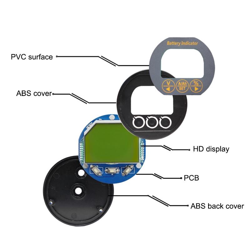 12V 24V Car Boat Battery Capacity Voltmeter Current Tester Waterproof LCD Digital Car Boat Lead-acid 18650 Battery Indicator