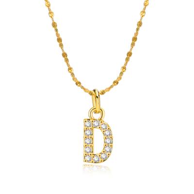 Necklace for Stainless Alphabet Sparkly Initial Anniversary Women, Gold, Hypoallergenic, Steel, Pendant, Zirconia, Letters, Chain, Accessory,