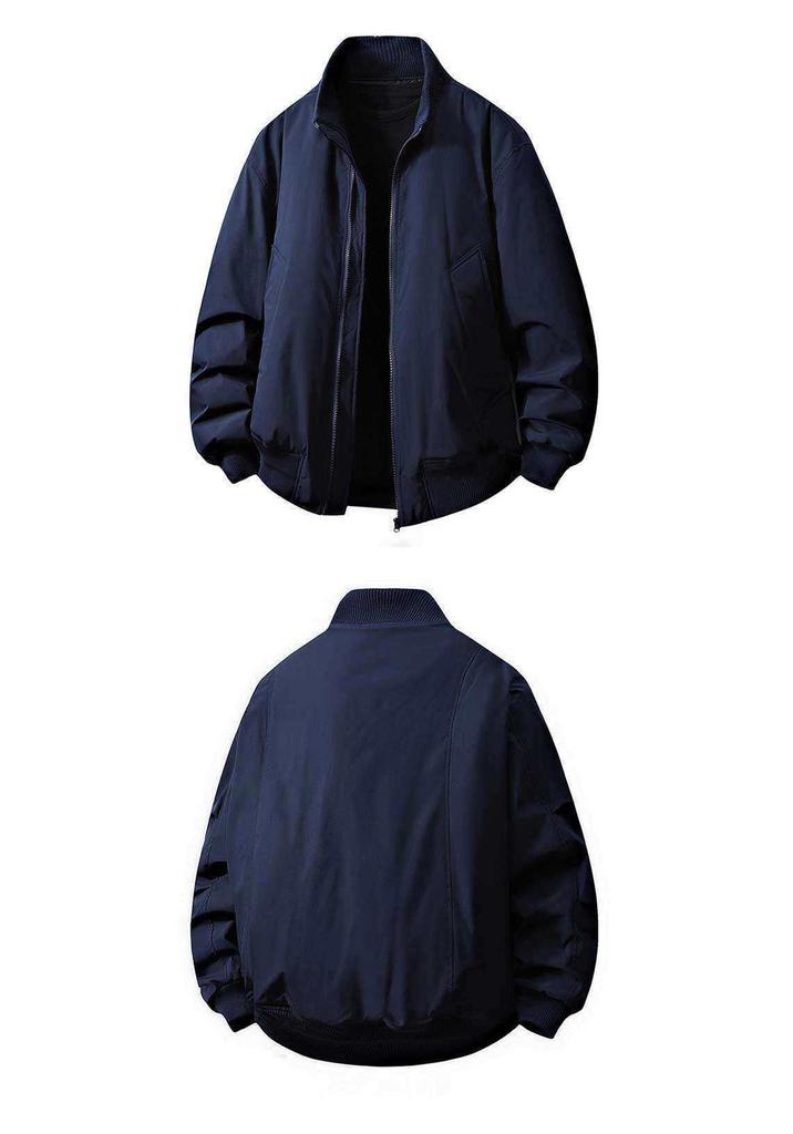 Herren Herbst Einfarbig Doppelreißverschluss Stehkragen Lässig Locker Jacke