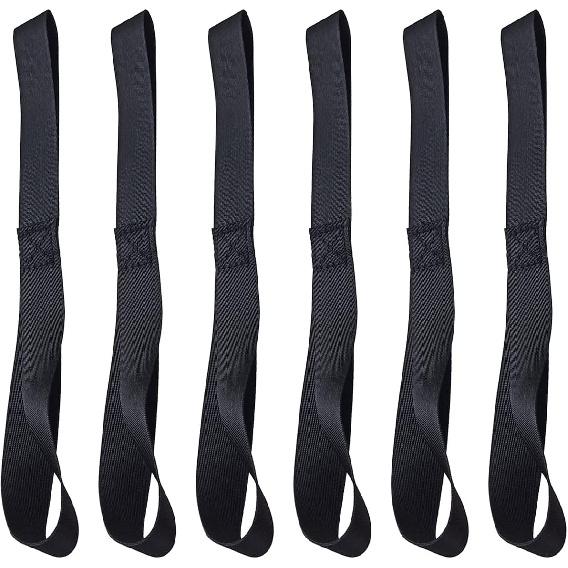 Black Soft Loop Tie Down Straps (6 Pack) 4500Lbs Breaking Strength and 1500Lbs Load Capacity, 12 * 1in Heavy Duty Tie Down Loops for Securing ATV UTV