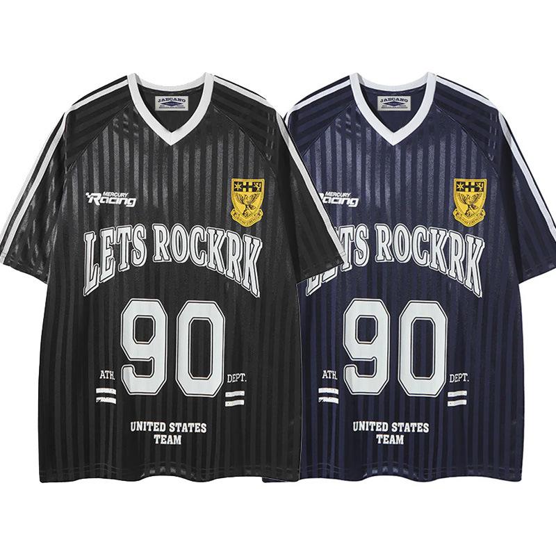 American Retro Sports Jersey Short-sleeved Fans European and American Street Tide Brand Loose Fan Version
