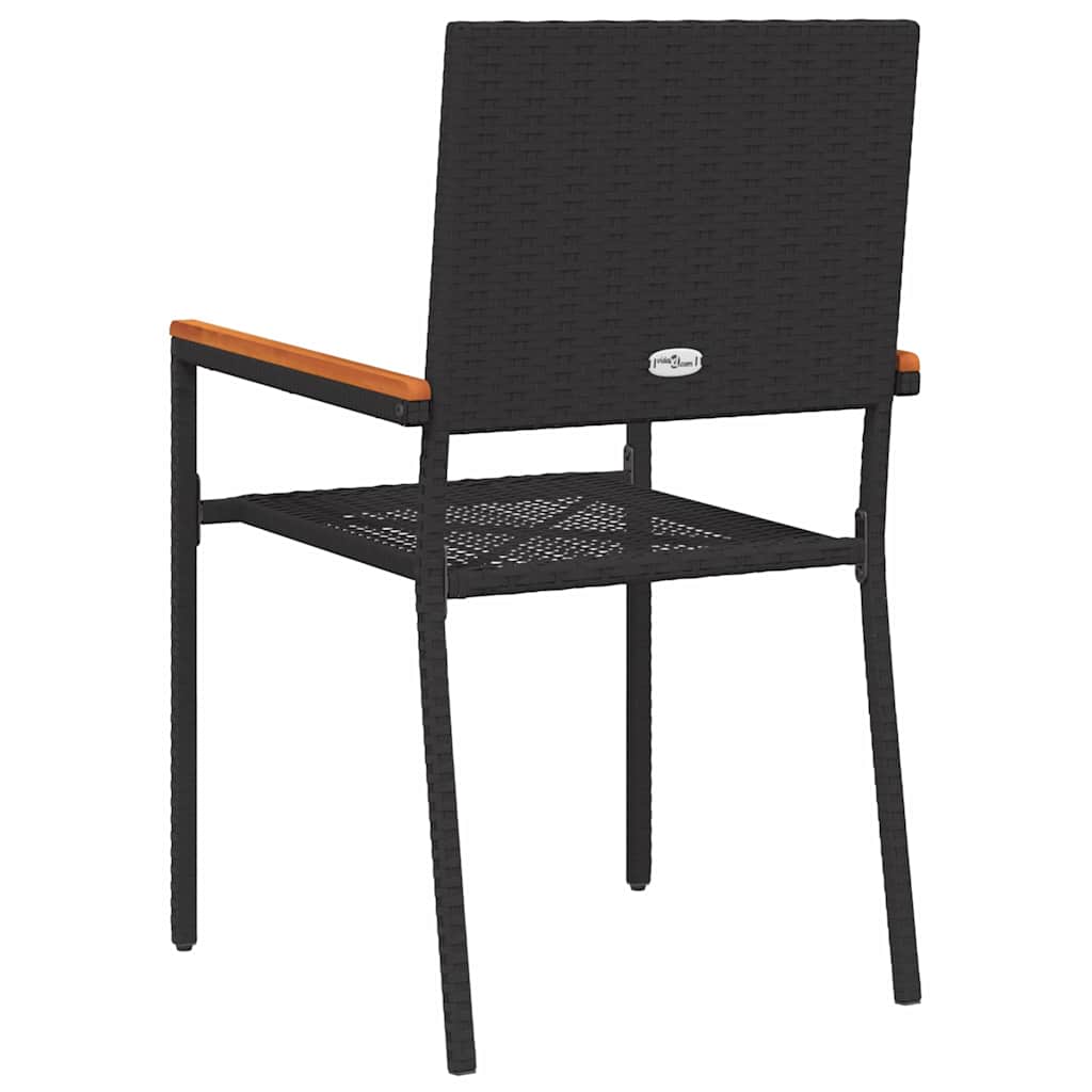 Garden Stackable Chairs 2 pcs Black and Brown 54 x 56 x 90 cm