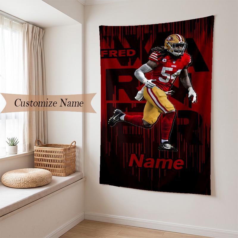 San Francisco 49ers (5) Benutzerdefiniertes Namens-Wandteppich-Wandbehang Weicher Hintergrund-Wandteppich für Schlafzimmer Wohnzimmer Studentenwohnheim Heimdekoration Geschenk