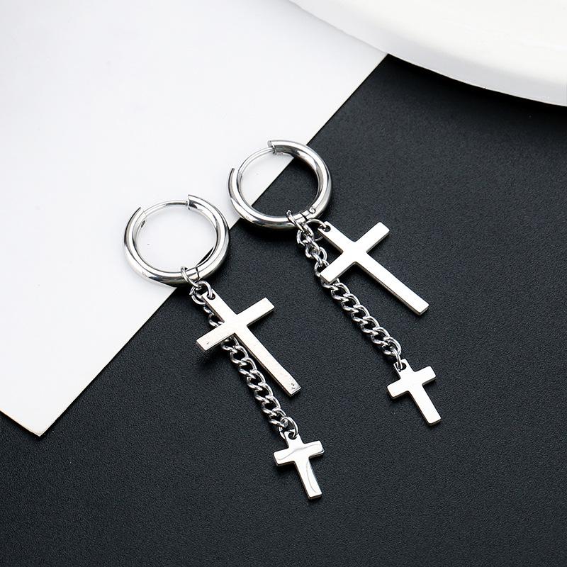 Cercei unisex europeni/americani cu farmece din oțel inoxidabil și pandantiv cerc