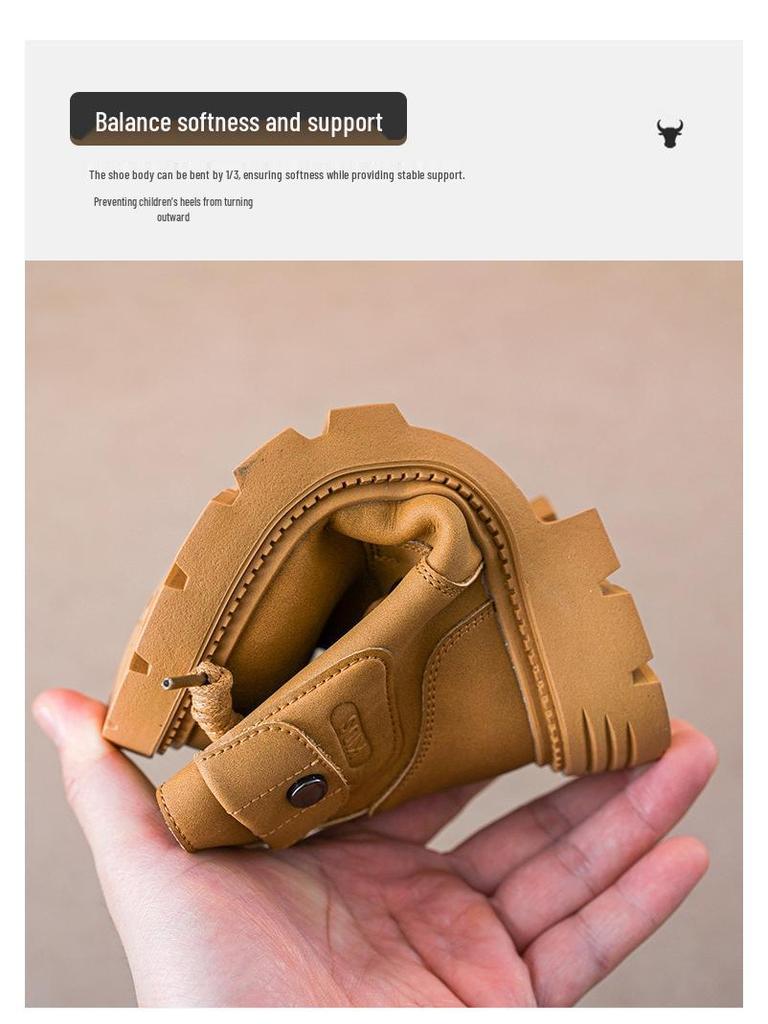 2025 Autumn/Winter New Martin Boots - Boys' & Girls' Fleece-lined Soft Sole Cotton Boots, British Style