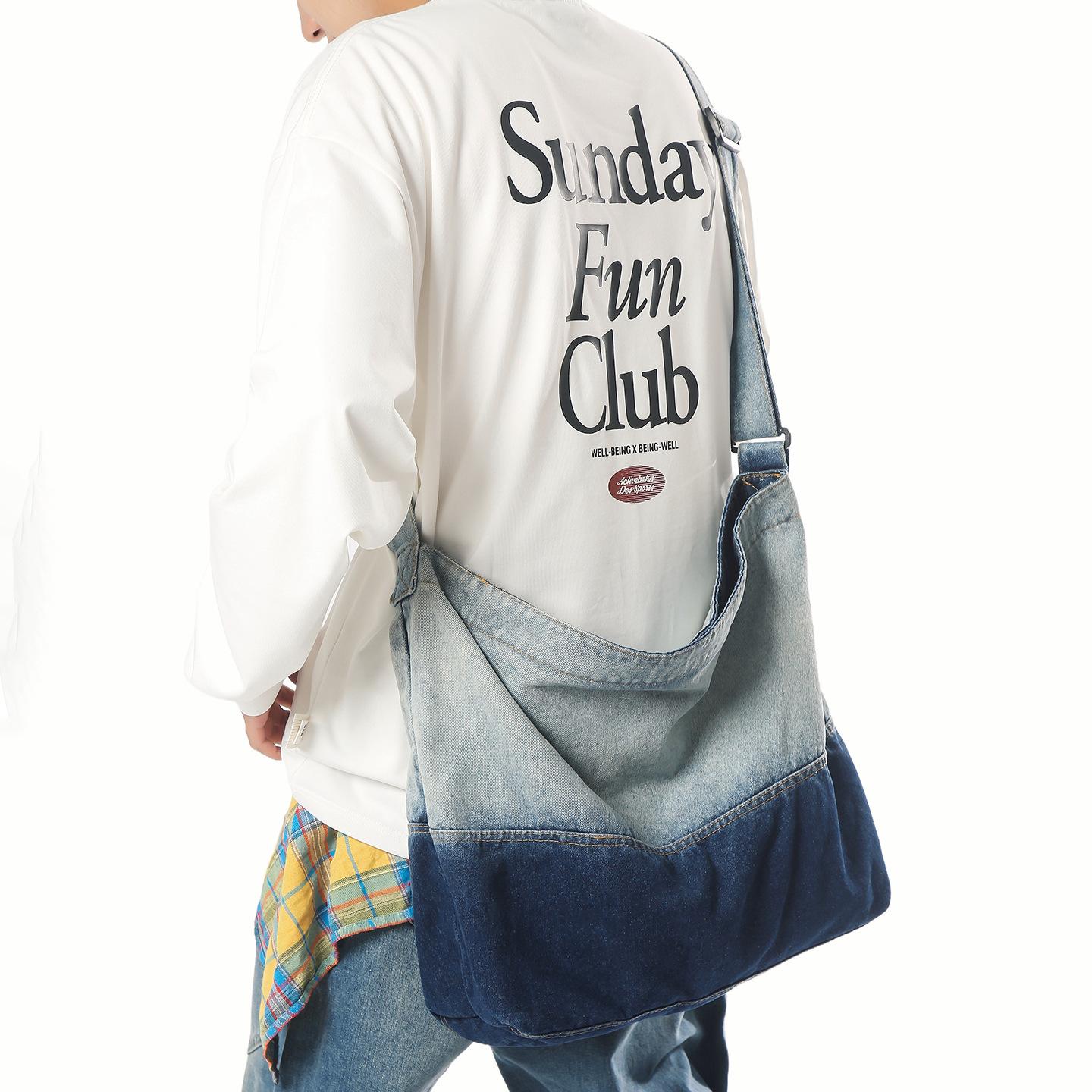 

Denim bag women s 2025 new trendy and popular versatile shoulder bag large capacity messenger bag commuter tote bag