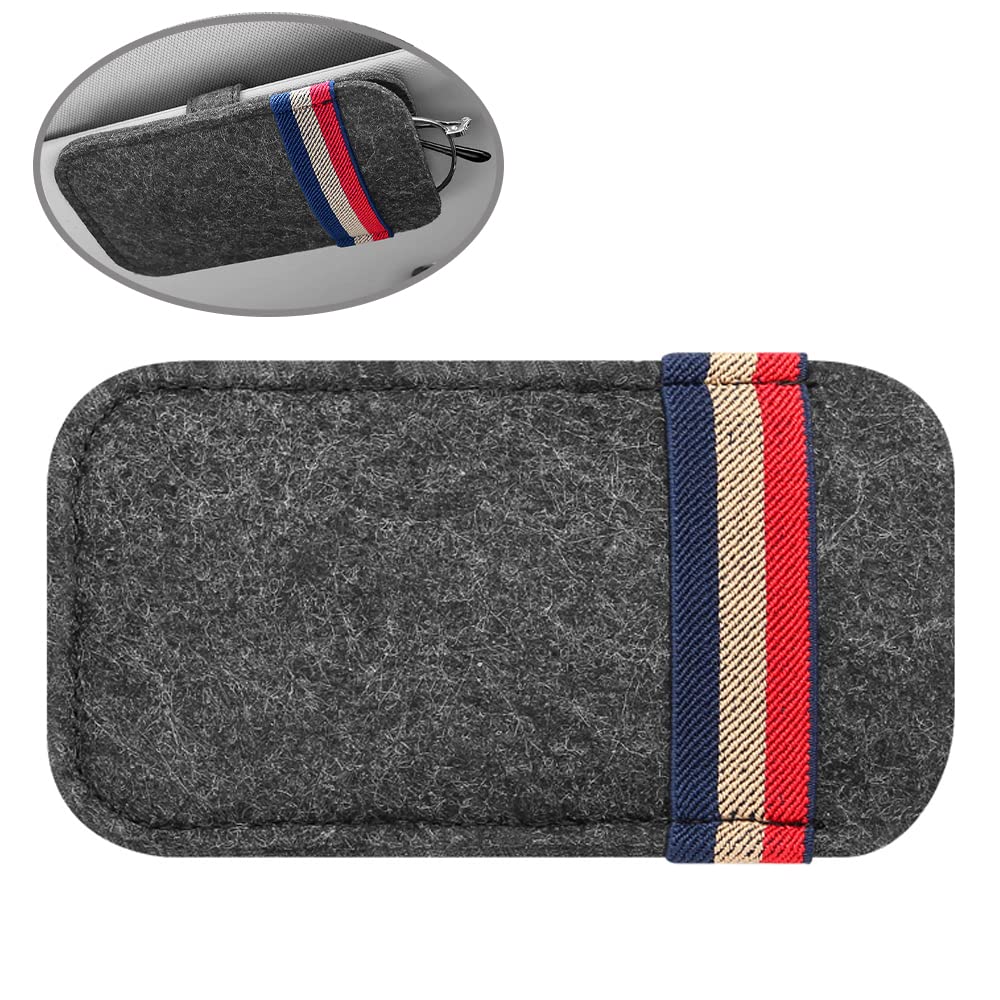 [Fumezu] Car Glasses Case, Sunglasses Storage, Leather Glasses Bag, Universal Sunglasses Case, Felt Material,