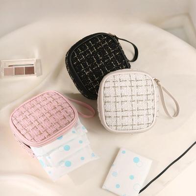 Velká čtvercová kostkovaná kosmetická taštička Pouzdro na make-up na rtěnku Kapsička na peníze Karta na mince Toaletní potřeby Organizér na hygienické ubrousky Malá taška