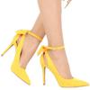 Women's High Heels Bow Tie Back Sexy Stiletto Pumps Pointed Toe Bowknot 11cm Sexy Ankle Strap High Heeled Female Wedding Shoes