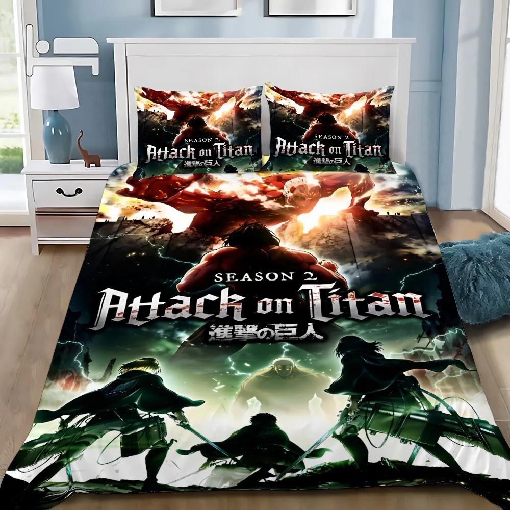 Attack on Titan Anime 3D Printed Duvet Case Pillowcase Bedding Set Twin Full Queen King Size for Bedroom Decor