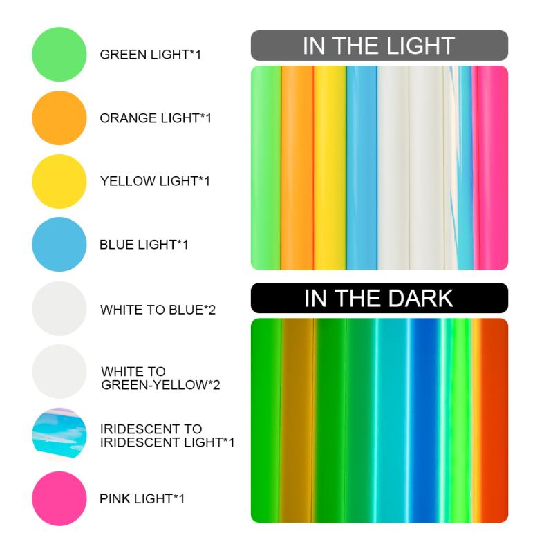 1 pachet Pu Micro-elastic Luminous Colorat Heat Lettering Film luminos