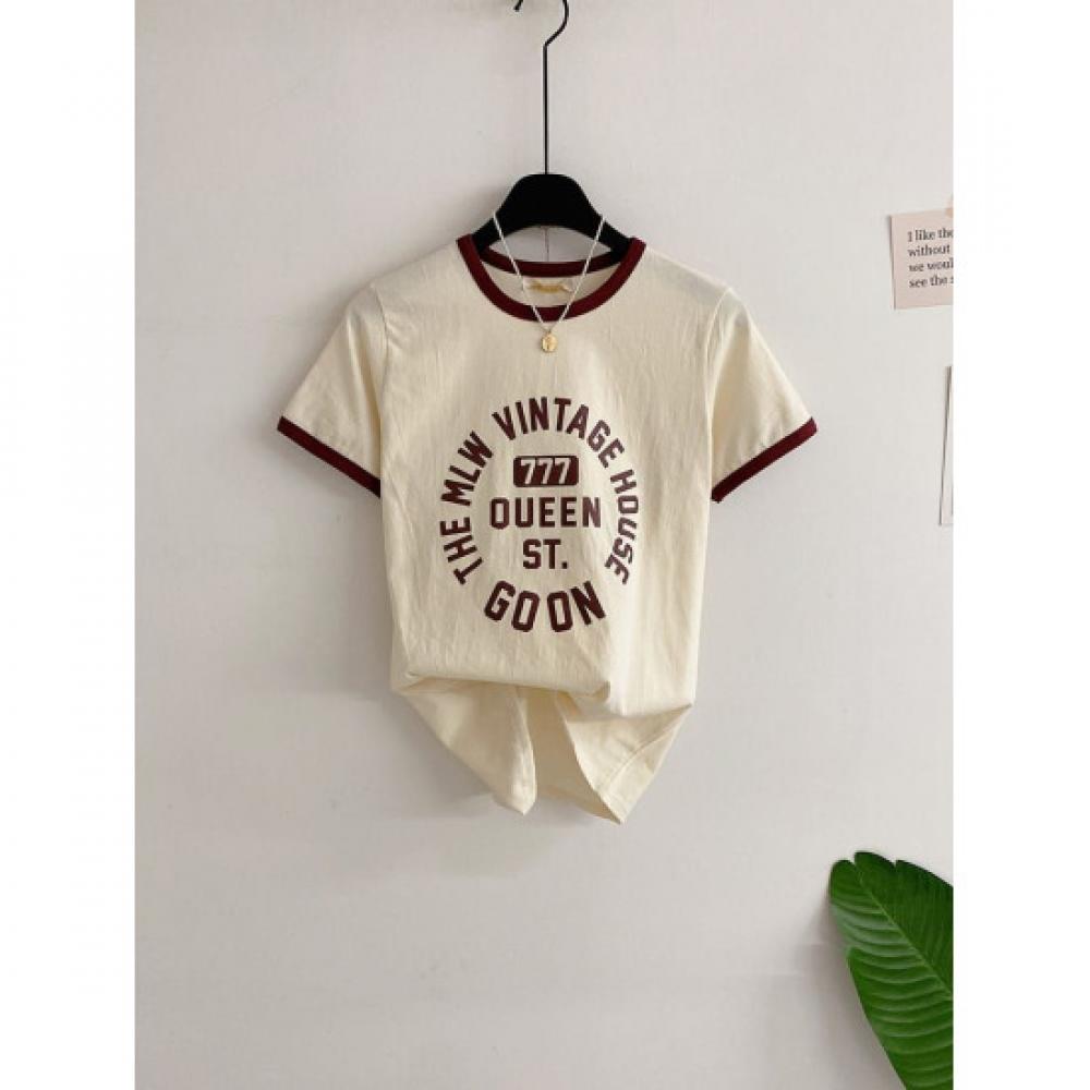 Honey J Women QuinT Rappa Color Block LeTTering ShorT Sleeve T shirT 3Color