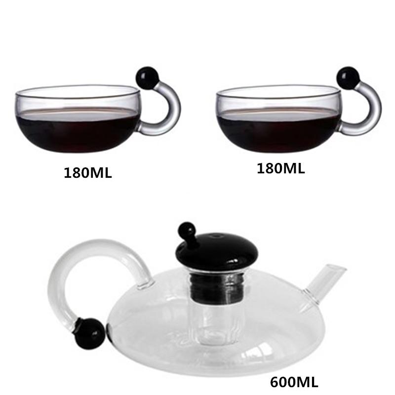 

Mouse shaped Heat-Resistant Glass Teaware With Tea Infuser Teapot And Tea Cup Set With Rat Tail Handle Coffee Pot Coffee Mug Three-piece Set
