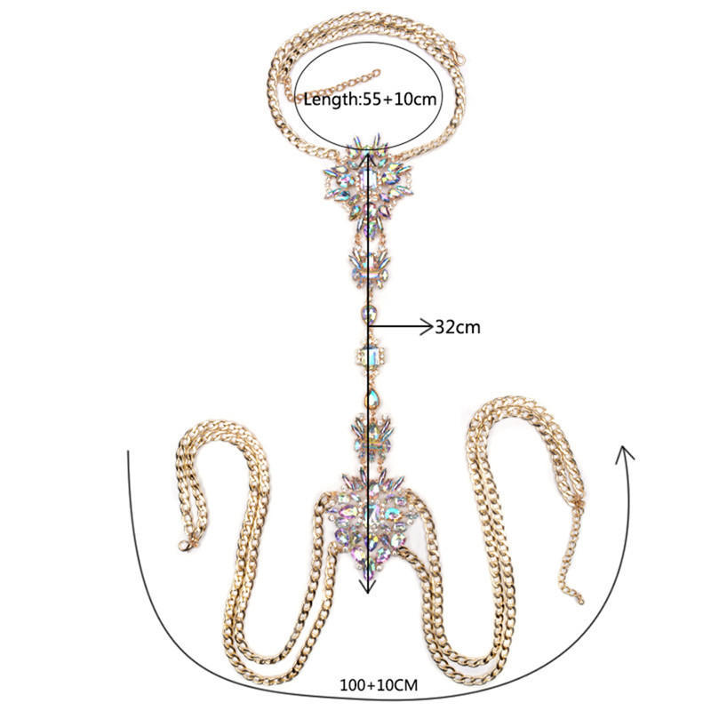 Luxury   Gem Pendant Harness Body Chain Necklace Bikini Jewelry