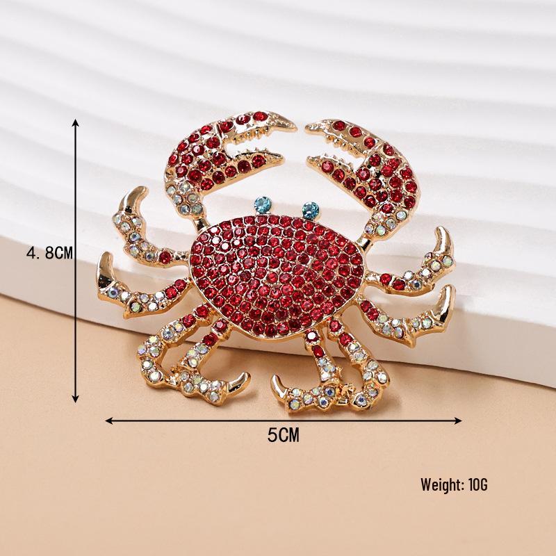 Lux Rhinestone Crab Brooch: High-Grade Alloy Animal Pin for Suits